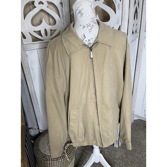 Brooks Brothers 346 Jacket Khaki Light Brown Full Zip Soft Size Large - Picture 1 of 7